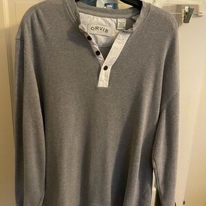 Orvis Gray Henley Shirt with White Accents
